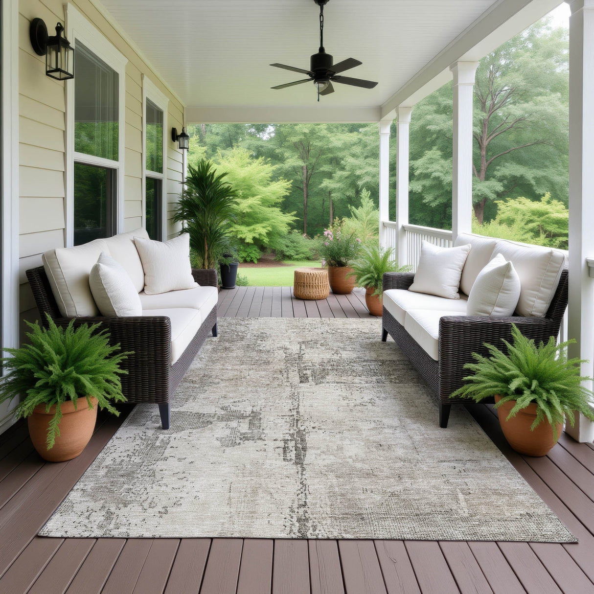 Dalyn Nouveau NV8 Linen Rug outdoor lifestyle image
