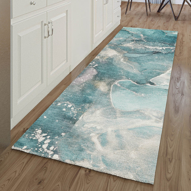 Dalyn Odyssey OY11 Teal Rug shown in a room