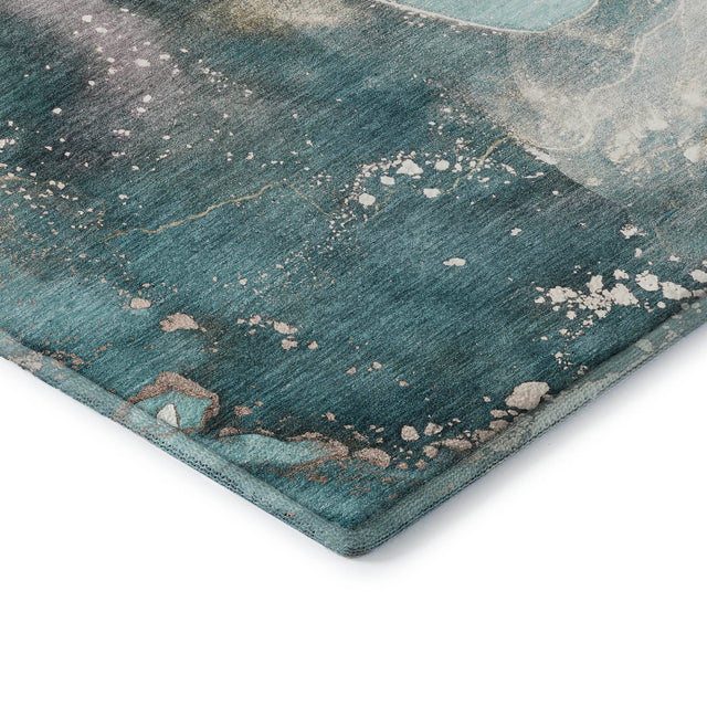 Dalyn Odyssey OY11 Teal Rug corner detail