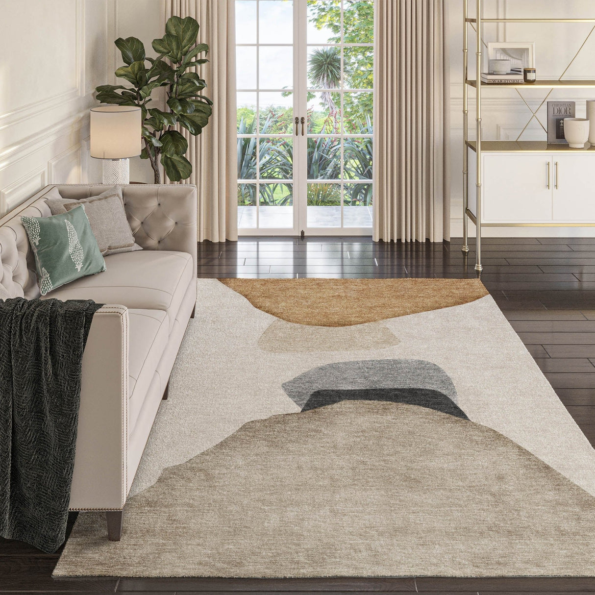 Dalyn Odyssey OY17 Taupe Rug shown in a room
