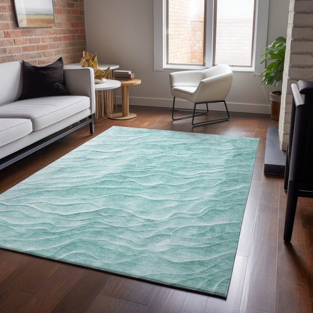 Dalyn Pacifica PA1 Aqua Rug shown in a room