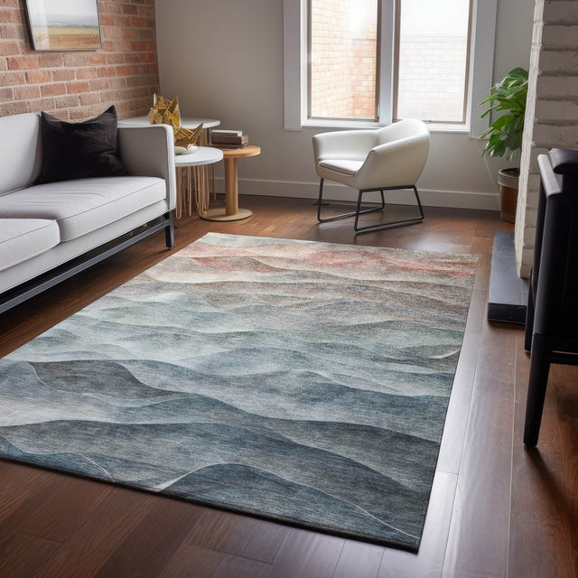 Dalyn Pacifica PA2 Teal Rug shown in a room