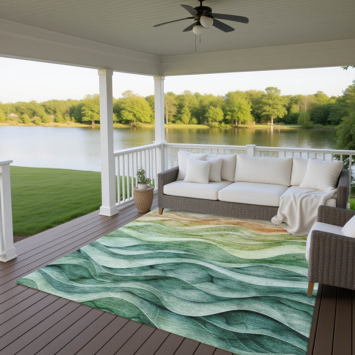 Dalyn Pacifica PA4 Teal Rug outdoor lifestyle image