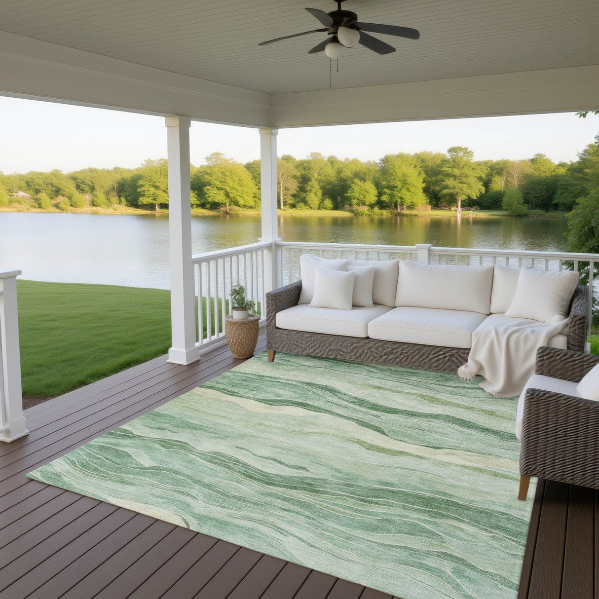 Dalyn Pacifica PA6 Green Rug outdoor lifestyle image