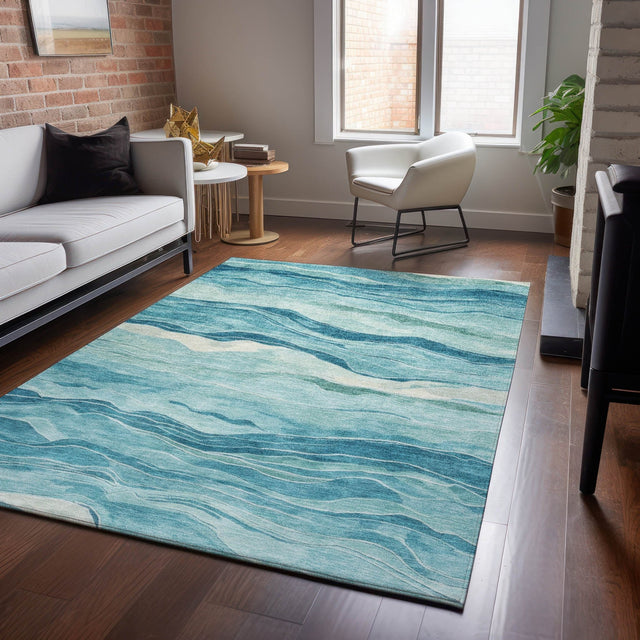 Dalyn Pacifica PA6 Turquoise Rug shown in a room