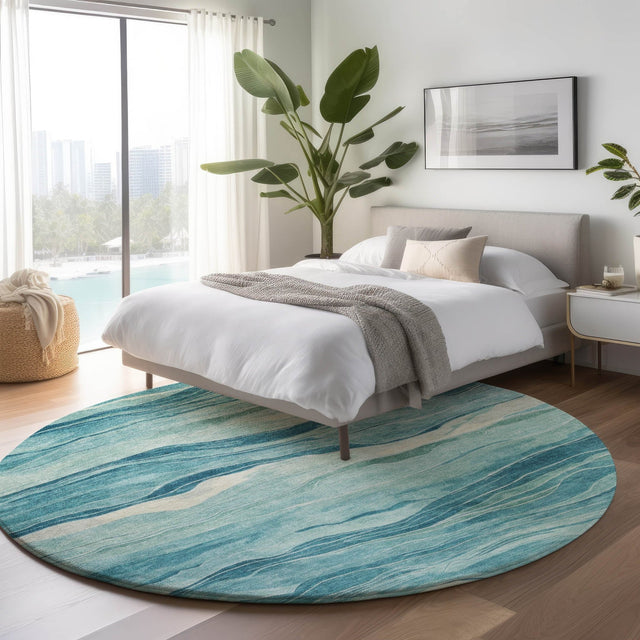 Dalyn Pacifica PA6 Turquoise Rug shown in a room