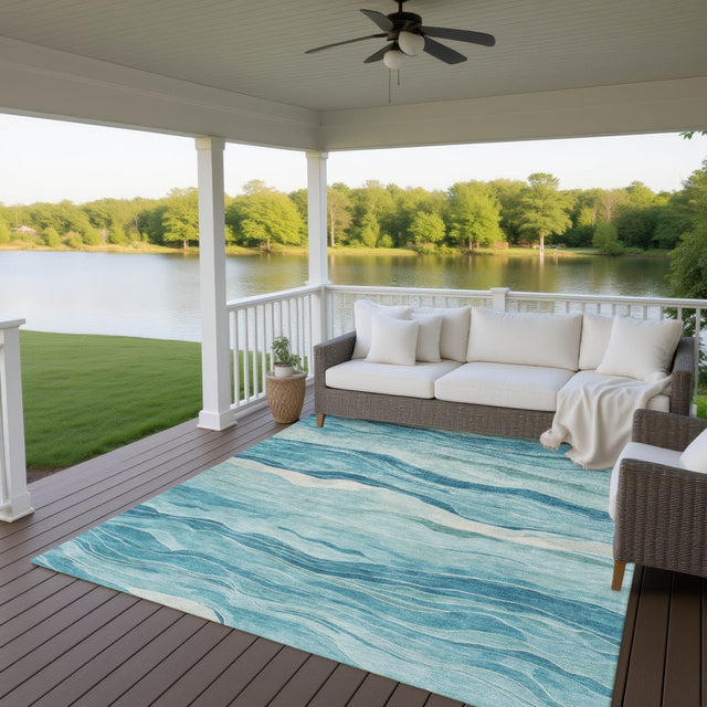 Dalyn Pacifica PA6 Turquoise Rug outdoor lifestyle image