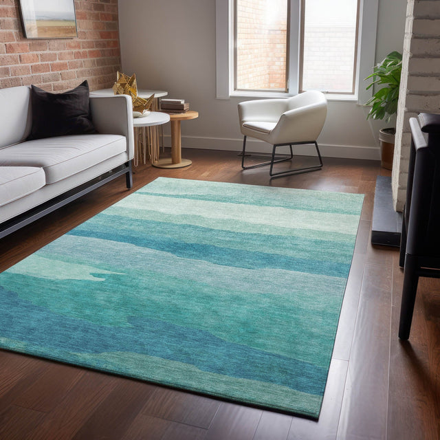 Dalyn Pacifica PA9 Turquoise Rug shown in a room