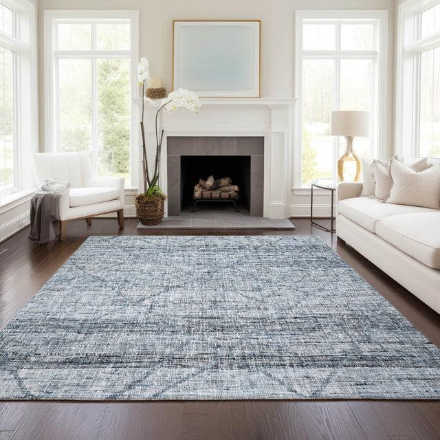 Dalyn Portico PO1 Blue Rug shown in a room