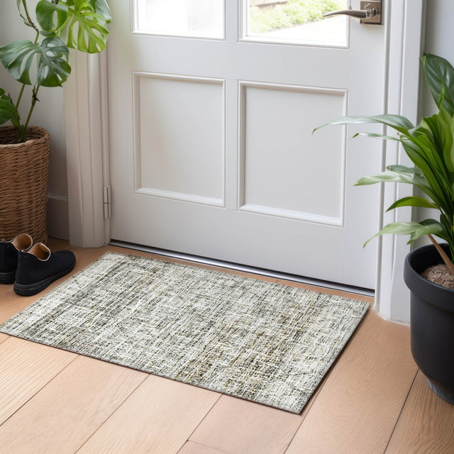 Dalyn Portico PO1 Pewter Rug shown in a room