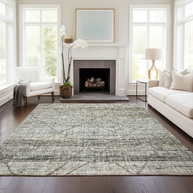 Dalyn Portico PO1 Pewter Rug shown in a room