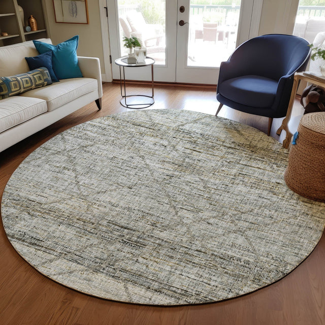 Dalyn Portico PO1 Pewter Rug shown in a room