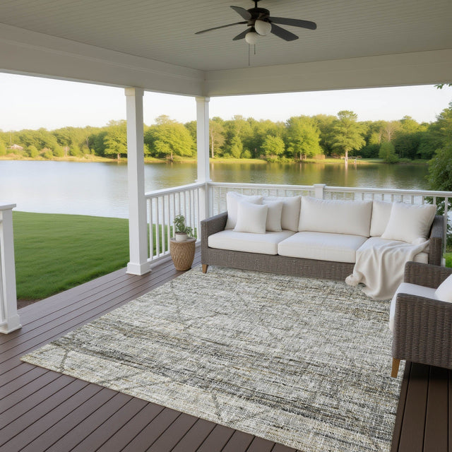 Dalyn Portico PO1 Pewter Rug outdoor lifestyle image