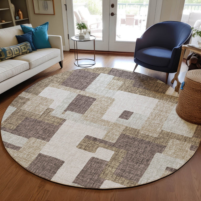 Dalyn Portico PO3 Brown Rug shown in a room