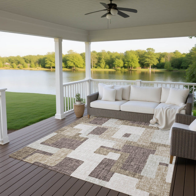 Dalyn Portico PO3 Brown Rug outdoor lifestyle image