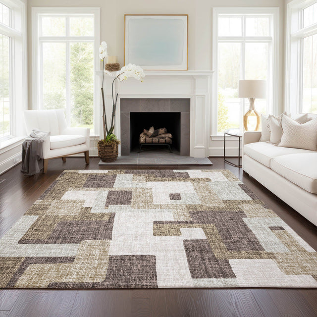 Dalyn Portico PO3 Brown Rug shown in a room
