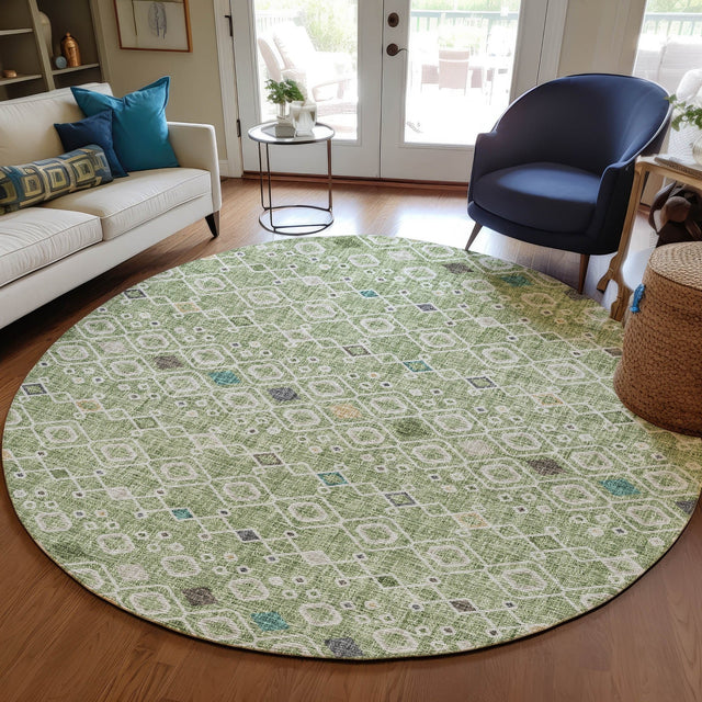 Dalyn Portico PO4 Aloe Rug shown in a room