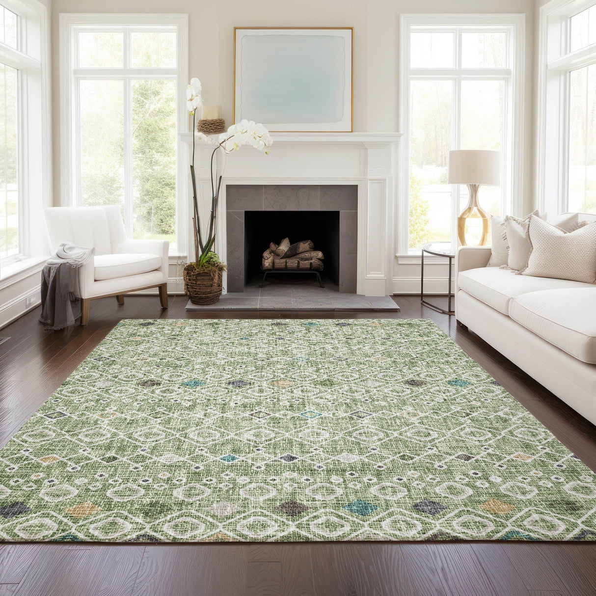 Dalyn Portico PO4 Aloe Rug shown in a room