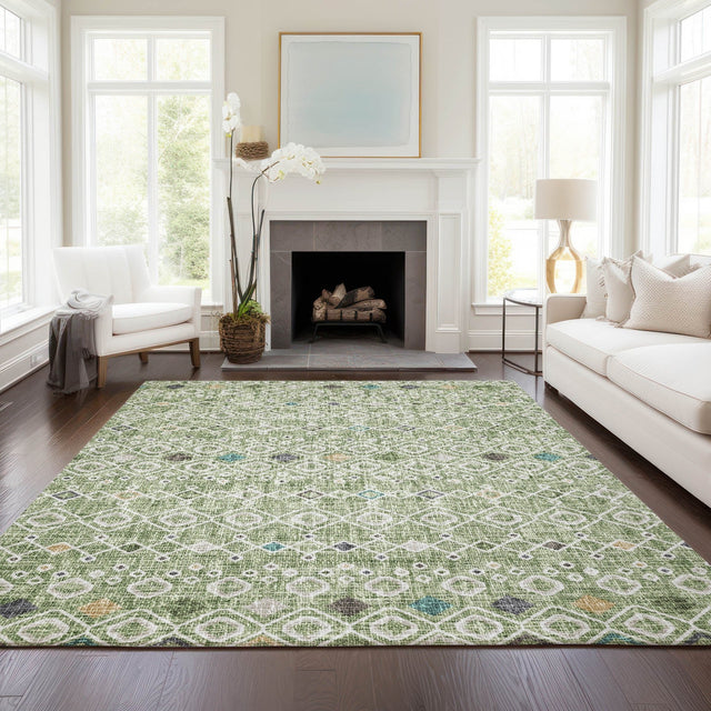 Dalyn Portico PO4 Aloe Rug shown in a room