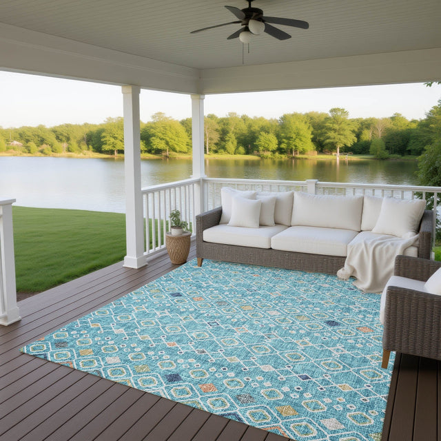 Dalyn Portico PO4 Teal Rug outdoor lifestyle image