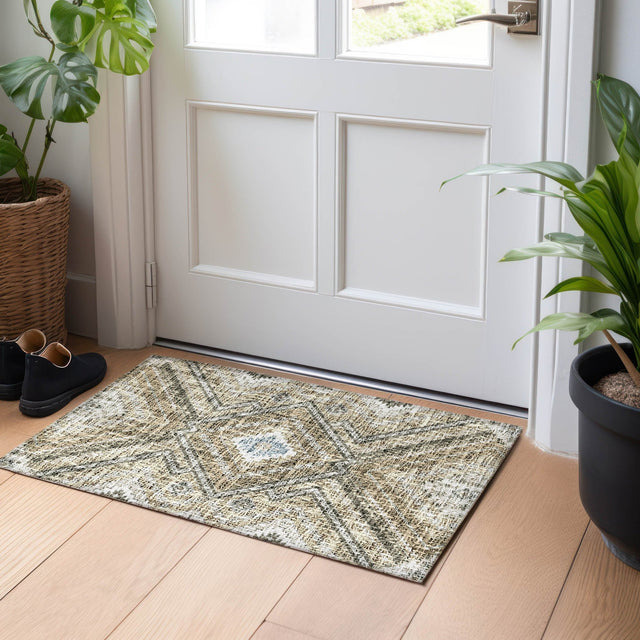 Dalyn Portico PO5 Beige Rug shown in a room