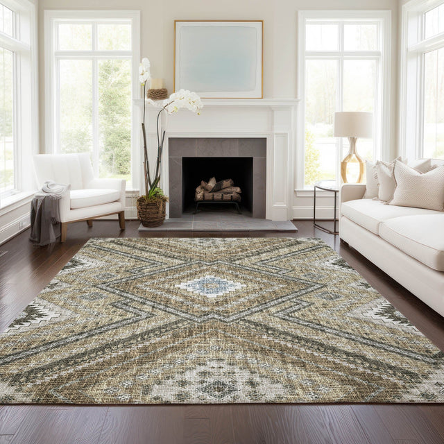 Dalyn Portico PO5 Beige Rug shown in a room