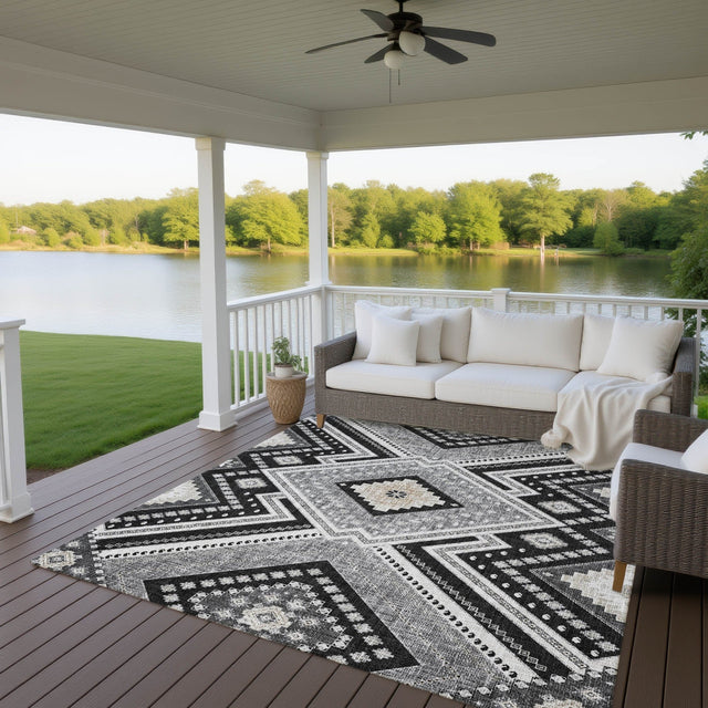 Dalyn Portico PO5 Black Rug outdoor lifestyle image