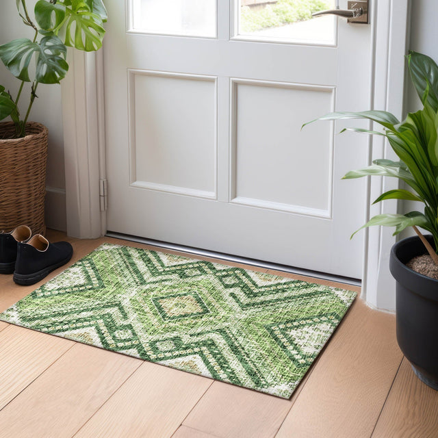 Dalyn Portico PO5 Green Rug shown in a room