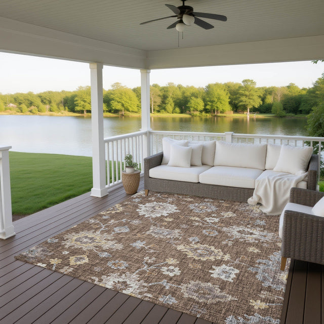 Dalyn Portico PO6 Chocolate Rug outdoor lifestyle image