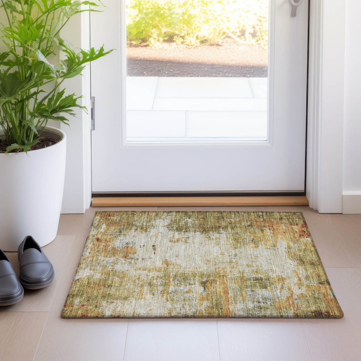 Dalyn Ravenna RN1 Olive Rug shown in a room