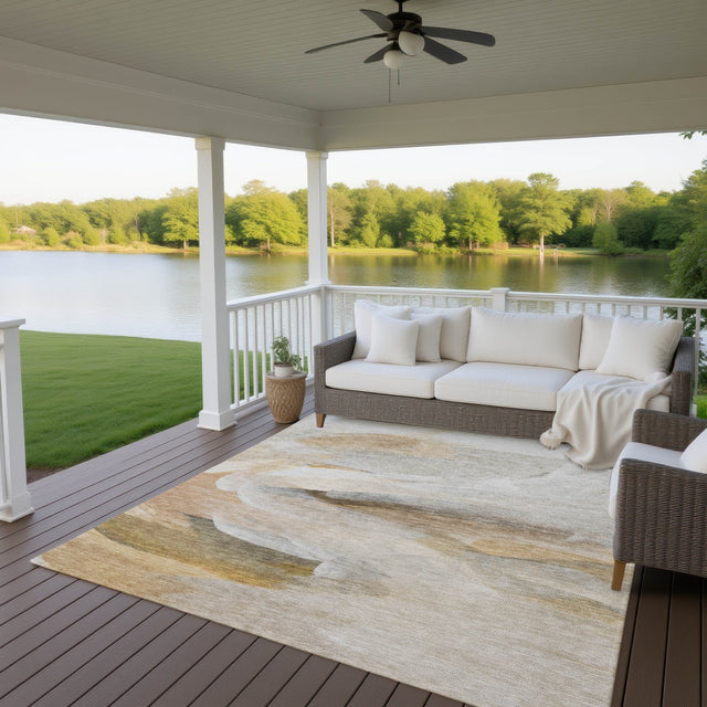 Dalyn Ravenna RN11 Taupe Rug outdoor lifestyle image