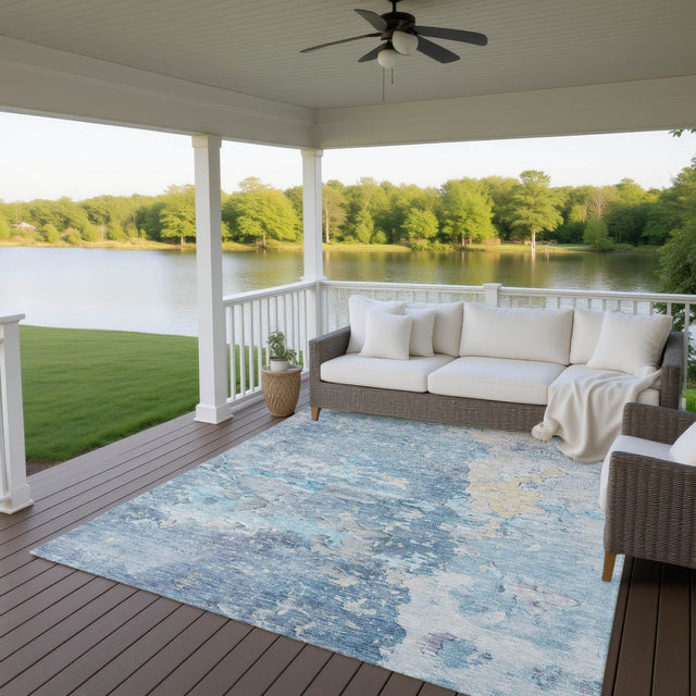 Dalyn Ravenna RN3 Blue Rug outdoor lifestyle image