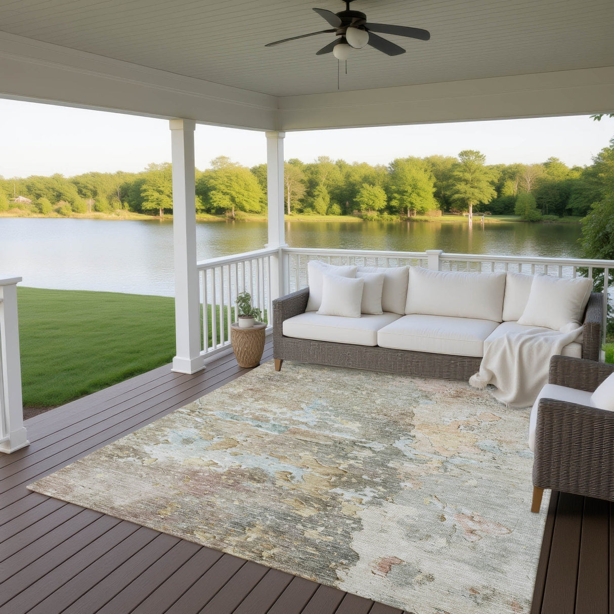 Dalyn Ravenna RN3 Brown Rug outdoor lifestyle image