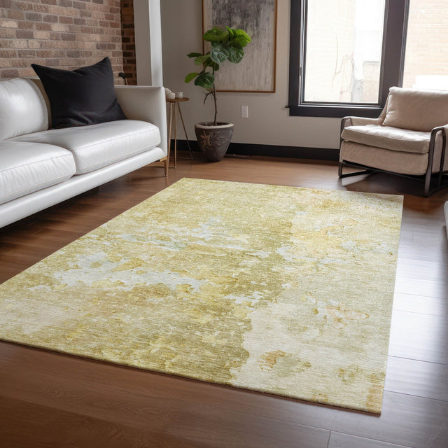 Dalyn Ravenna RN3 Gold Rug shown in a room