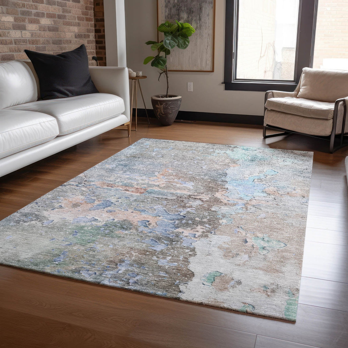 Dalyn Ravenna RN3 Taupe Rug shown in a room
