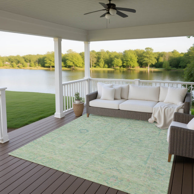 Dalyn Ravenna RN5 Seafoam Rug outdoor lifestyle image