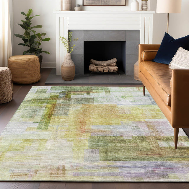 Dalyn Ravenna RN6 Green Rug shown in a room