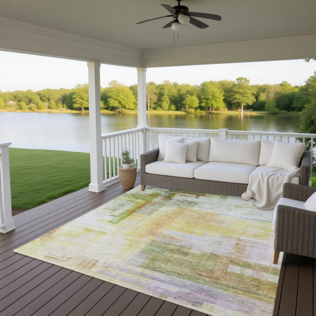 Dalyn Ravenna RN6 Green Rug outdoor lifestyle image
