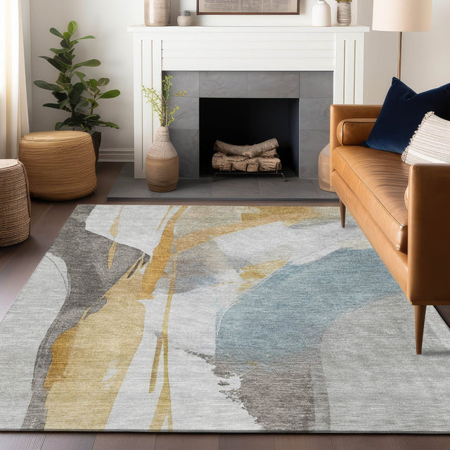 Dalyn Ravenna RN7 Gold Rug shown in a room