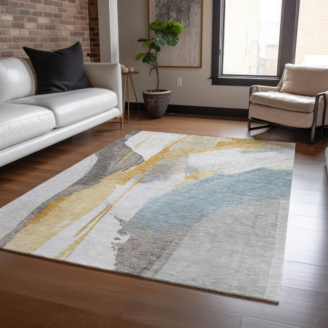 Dalyn Ravenna RN7 Gold Rug shown in a room
