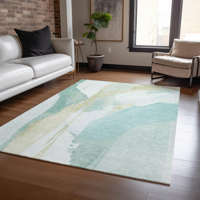 Dalyn Ravenna RN7 Teal Rug shown in a room