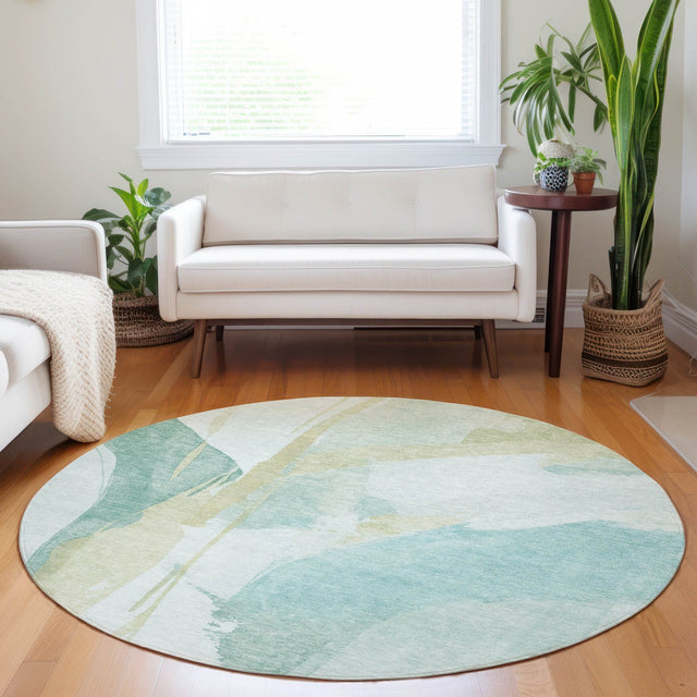 Dalyn Ravenna RN7 Teal Rug shown in a room