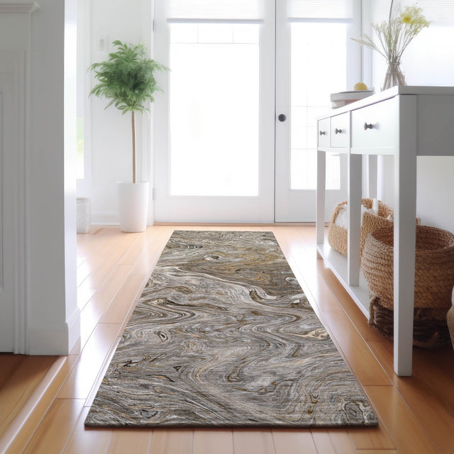 Dalyn Ravenna RN8 Taupe Rug shown in a room
