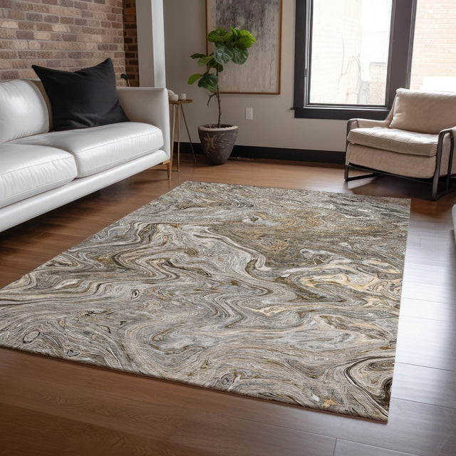 Dalyn Ravenna RN8 Taupe Rug shown in a room