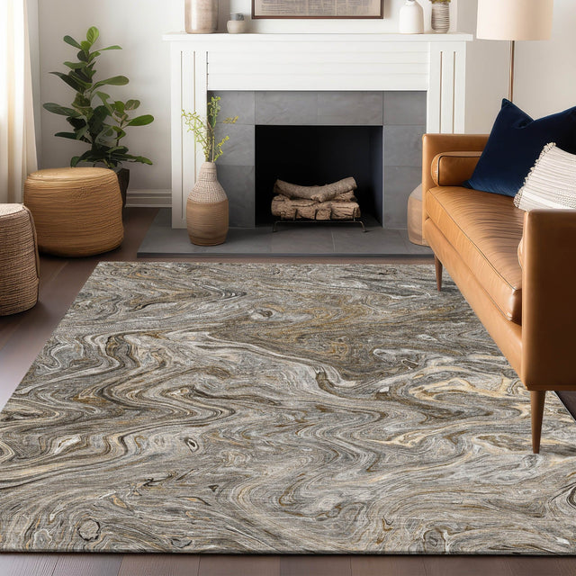 Dalyn Ravenna RN8 Taupe Rug shown in a room