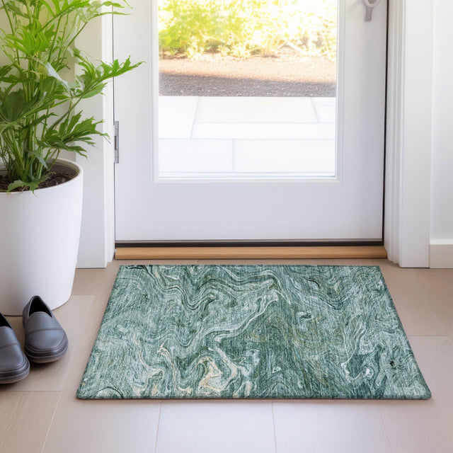 Dalyn Ravenna RN8 Teal Rug shown in a room