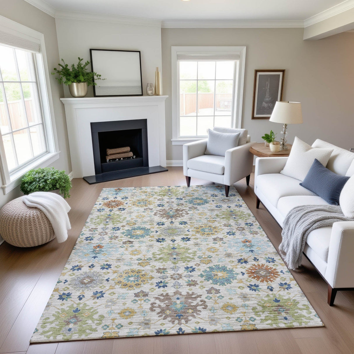 Dalyn Silk Road SR3 Ivory Rug shown in a room