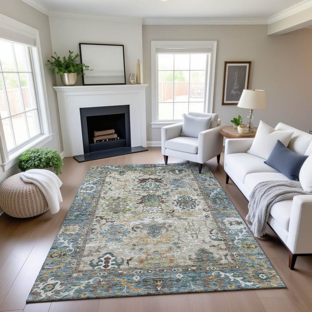 Dalyn Silk Road SR5 Aqua Rug shown in a room
