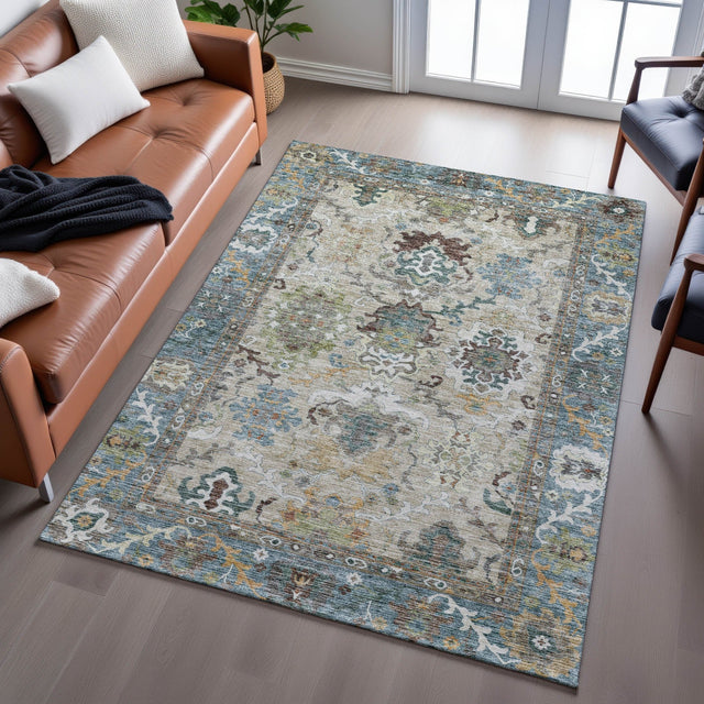 Dalyn Silk Road SR5 Aqua Rug shown in a room