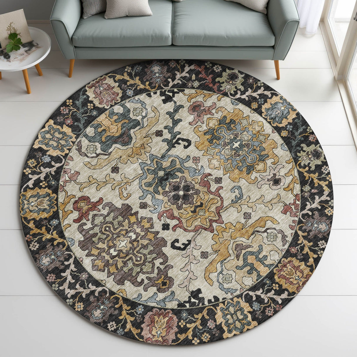 Dalyn Silk Road SR5 Black Rug shown in a room